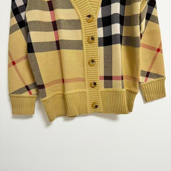 BURBERRY Check Wool Blend Cardigan - Picture 7 of 13